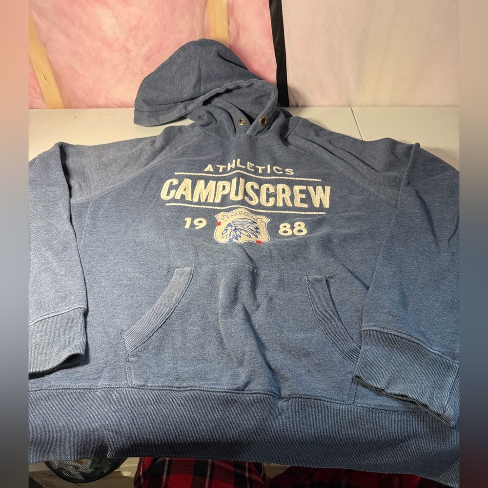 Campus crew athletics blue pullover hoodie